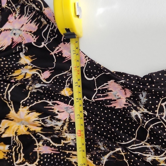 Free People Blouse Floral Boho Large Black Pink - Picture 11 of 16